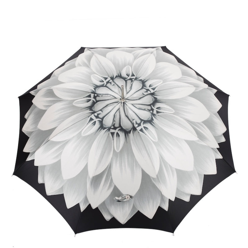 Silver Sunflower Umbrella – Automatic Opening, Handmade in Italy