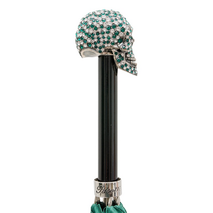 Green Swarovski Skull Handle Umbrella – Automatic Opening