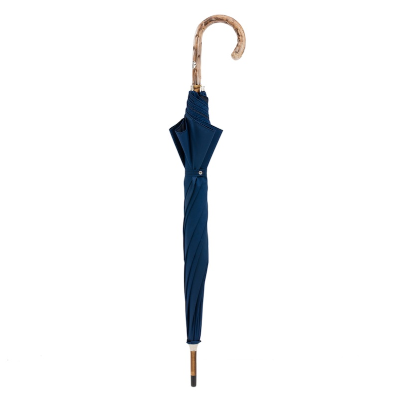 Navy Umbrella with Gorse Wood Handle – Handmade Luxury Umbrella