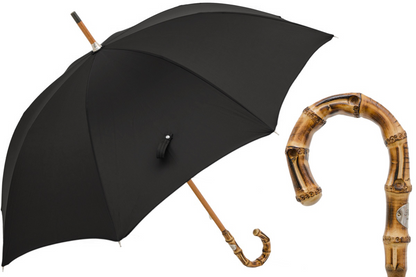 Black Gentleman’s Umbrella with Bamboo Handle – Handmade in Italy