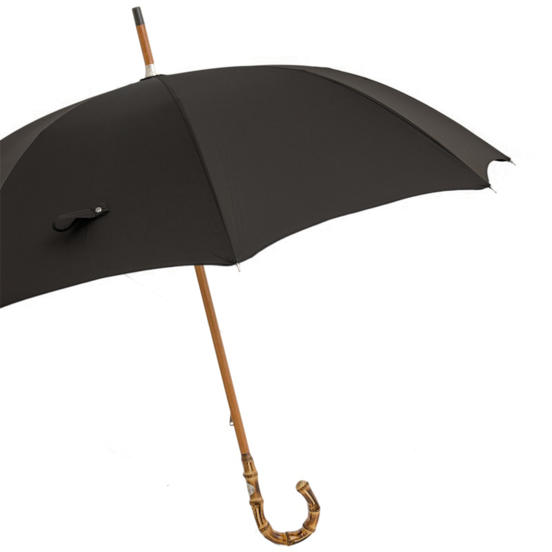 Black Gentleman’s Umbrella with Bamboo Handle – Handmade in Italy