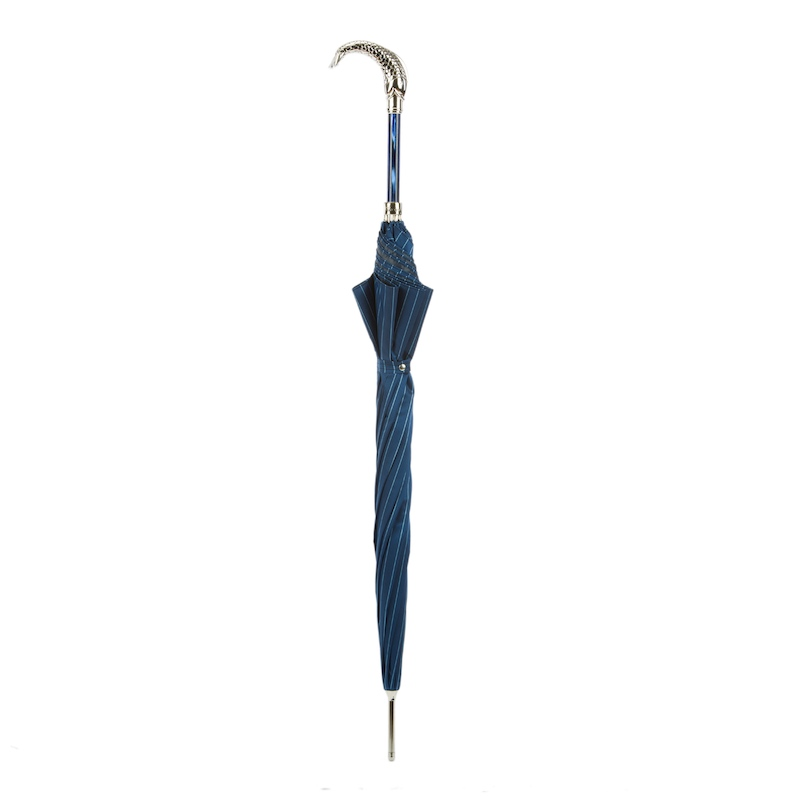 Fish Handle Blue Canopy Umbrella – Handmade Italian Elegance