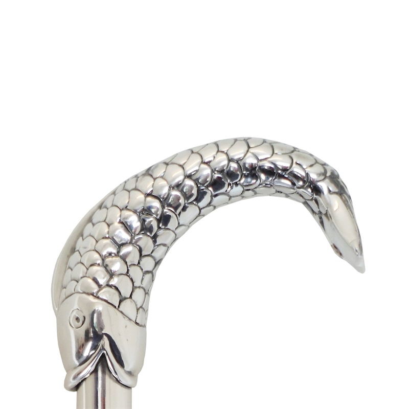 Fish Handle Blue Canopy Umbrella – Handmade Italian Elegance