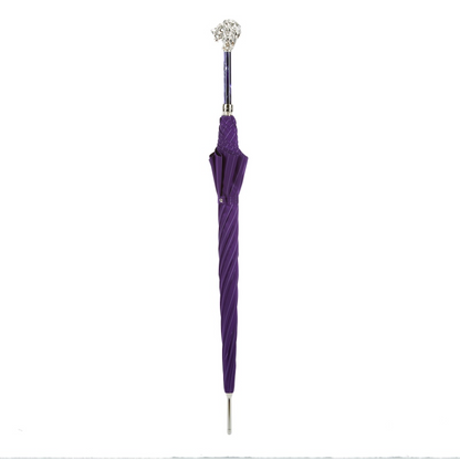 Purple Umbrella with Silver Lion Handle – Handmade Luxury from Italy