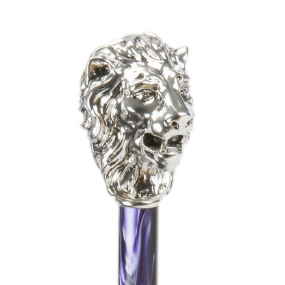 Purple Umbrella with Silver Lion Handle – Handmade Luxury from Italy