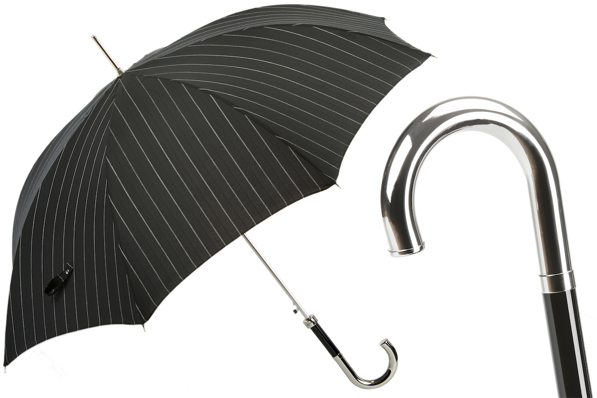 Striped Dandy Umbrella with Silver Handle – Handmade in Italy