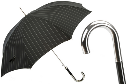 Striped Dandy Umbrella with Silver Handle – Handmade in Italy