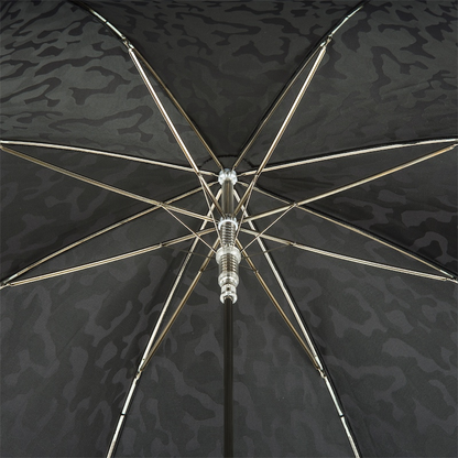 Black Camouflage Umbrella with Leather Handle and Skull Accents