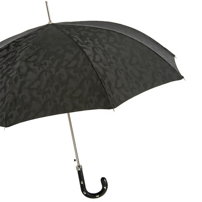 Black Camouflage Umbrella with Leather Handle and Skull Accents