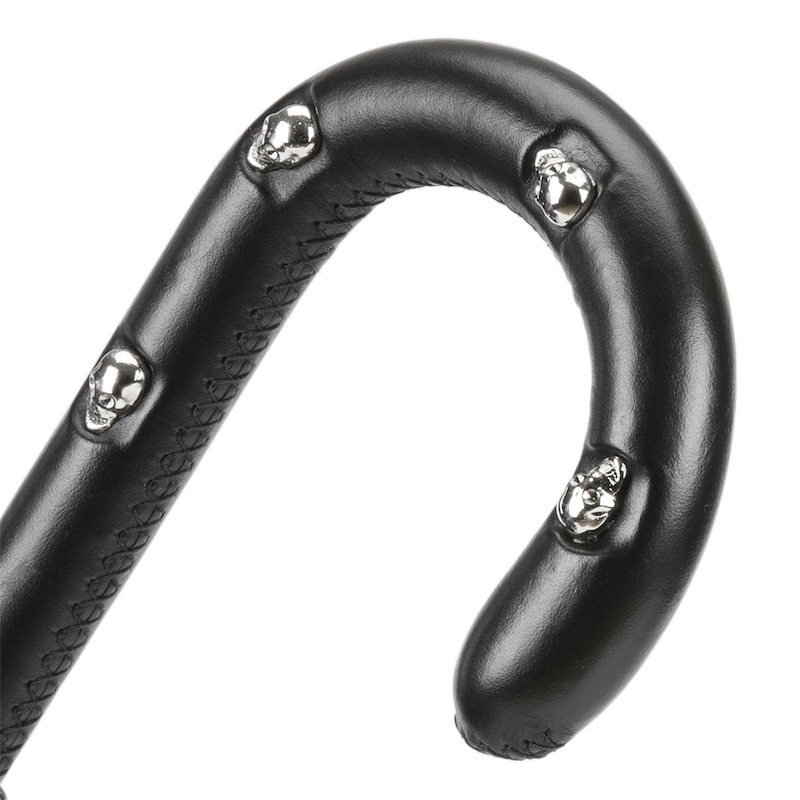 Black Camouflage Umbrella with Leather Handle and Skull Accents