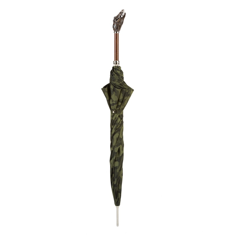 Camouflage Umbrella with Crocodile Handle – Handmade in Italy