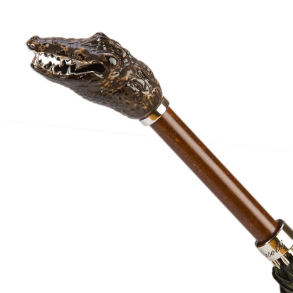 Camouflage Umbrella with Crocodile Handle – Handmade in Italy