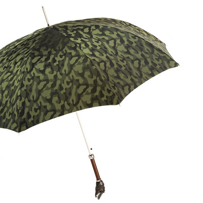 Camouflage Umbrella with Crocodile Handle – Handmade in Italy