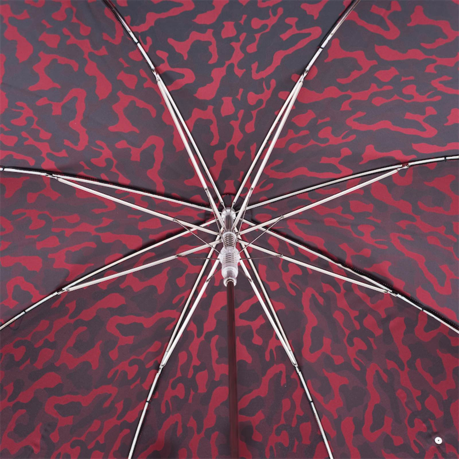 Red Camouflage Handmade Umbrella with Leather Studded Handle