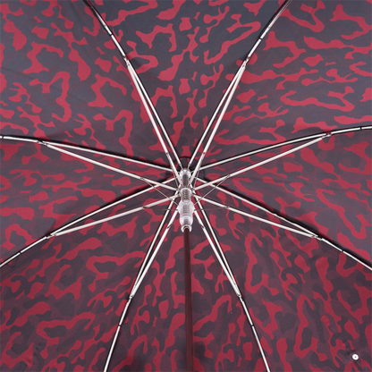 Red Camouflage Handmade Umbrella with Leather Studded Handle