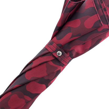 Red Camouflage Handmade Umbrella with Leather Studded Handle