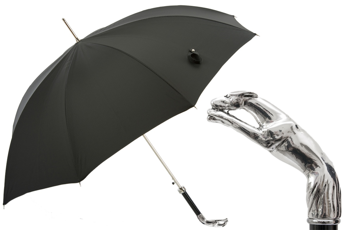 Luxury Designer Silver Greyhound Handle Luxury Umbrella