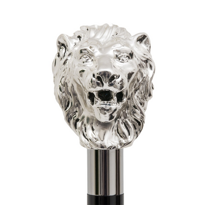 Silver Lion Umbrella with Silver-Plated Handle – Handmade in Italy