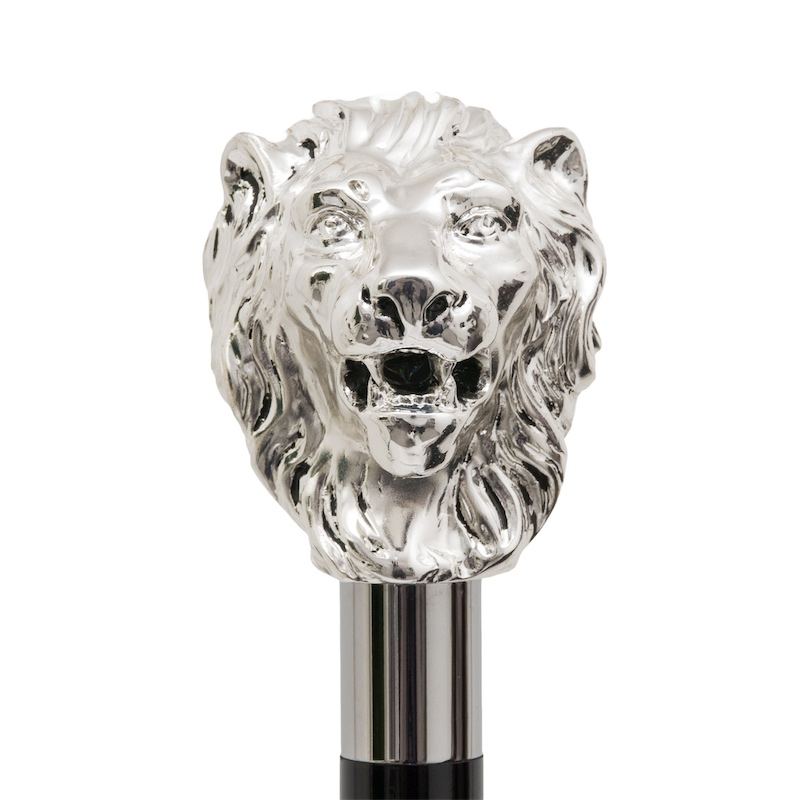 Silver Lion Umbrella with Silver-Plated Handle – Handmade in Italy