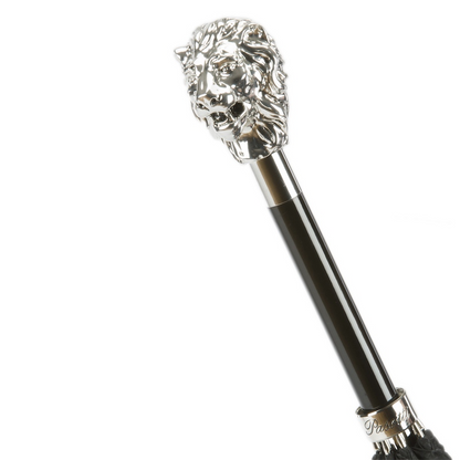 Silver Lion Umbrella with Silver-Plated Handle – Handmade in Italy