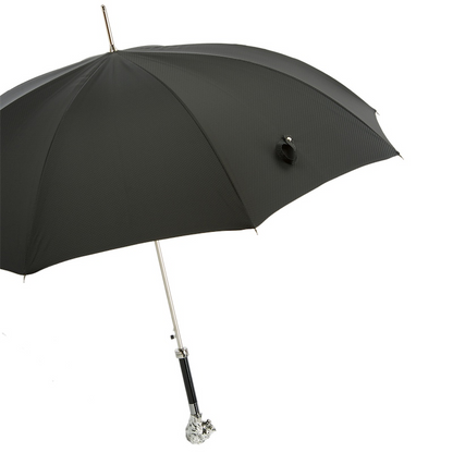 Silver Lion Umbrella with Silver-Plated Handle – Handmade in Italy