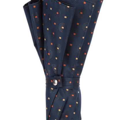 Designer Automatic Tie Print Umbrella with Orange Leather Handle