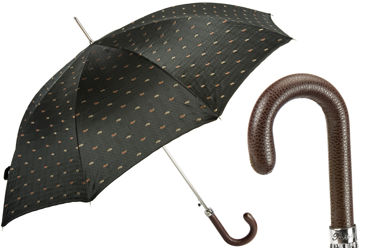 Artisanal Italian Umbrella with Leather Handle – Handmade Luxury