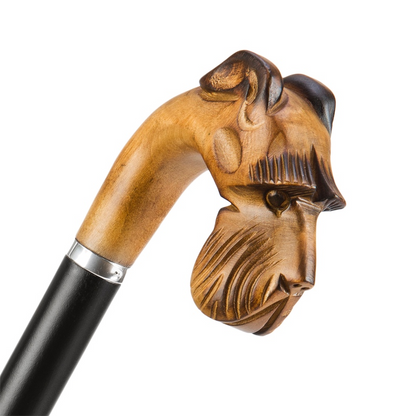 Hand Carved Schnauzer Umbrella – Italian Wooden Handle Luxury