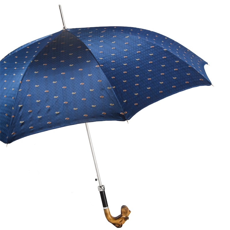 Hand Carved Schnauzer Umbrella – Italian Wooden Handle Luxury