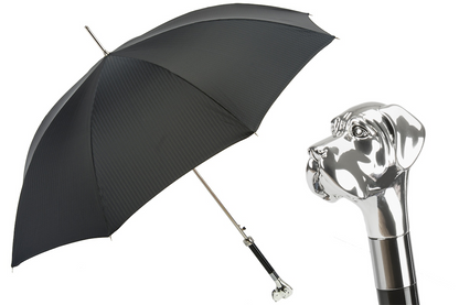 Luxury Umbrella with Silver Labrador Handle – Handmade in Italy