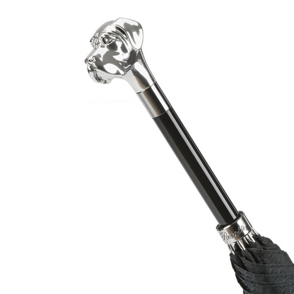 Luxury Umbrella with Silver Labrador Handle – Handmade in Italy