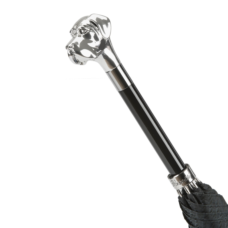 Luxury Umbrella with Silver Labrador Handle – Handmade in Italy