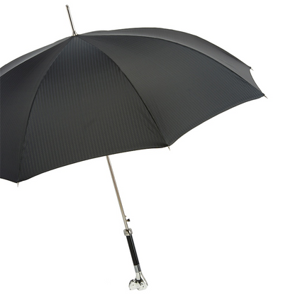 Luxury Umbrella with Silver Labrador Handle – Handmade in Italy