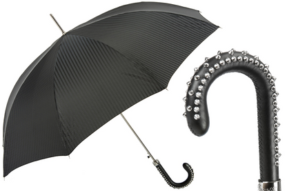 Black Umbrella with Studs Handle – Handmade in Italy