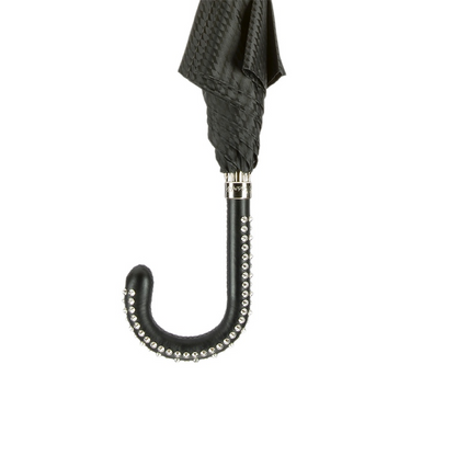 Black Umbrella with Studs Handle – Handmade in Italy