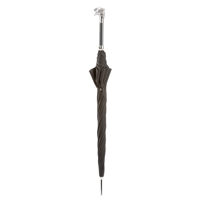 Silver Tiger Umbrella with Metal Handle – Handmade in Italy