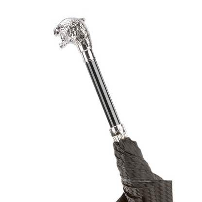 Silver Tiger Umbrella with Metal Handle – Handmade in Italy