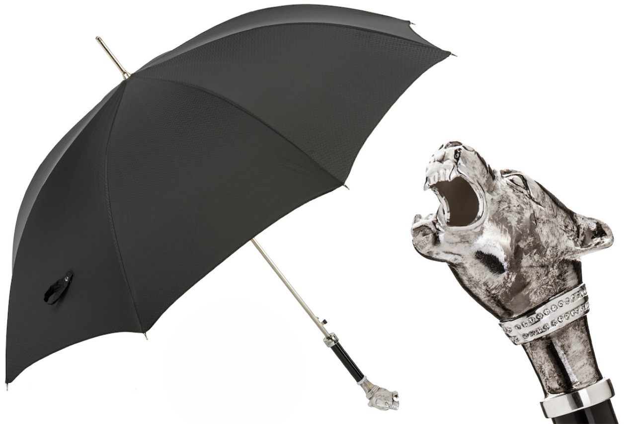 Vintage Panther Umbrella with Brass Handle – Handmade in Italy