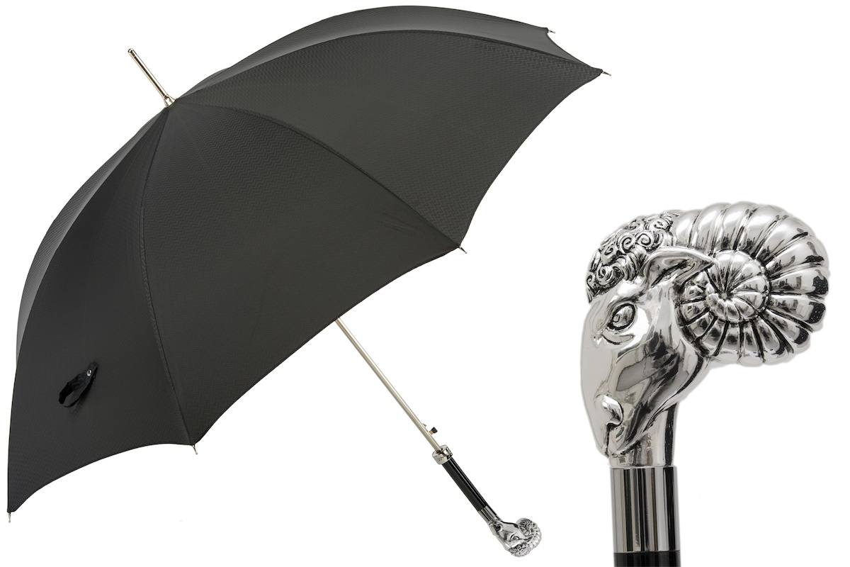 Luxury Umbrella with Silver Ram Handle – Handmade in Italy