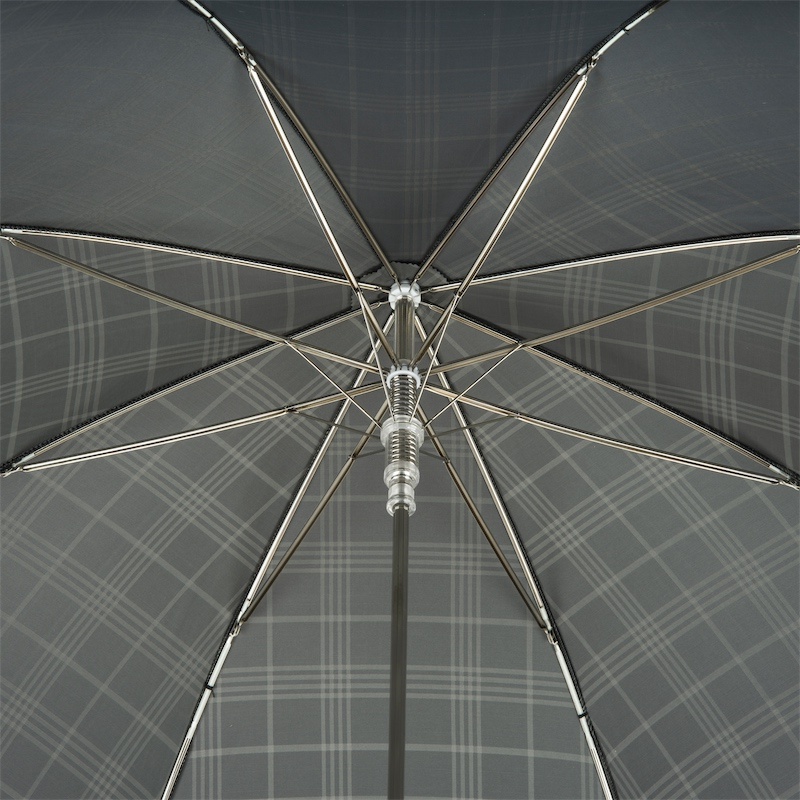 Silver Owl Checkered Gray Umbrella – Handmade Italian Luxury