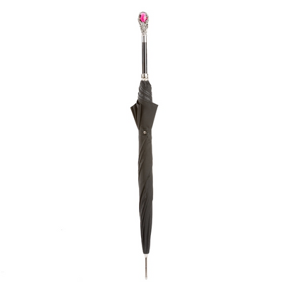 Black Men’s Umbrella with Luxury Red Gem Handle – Italian Design