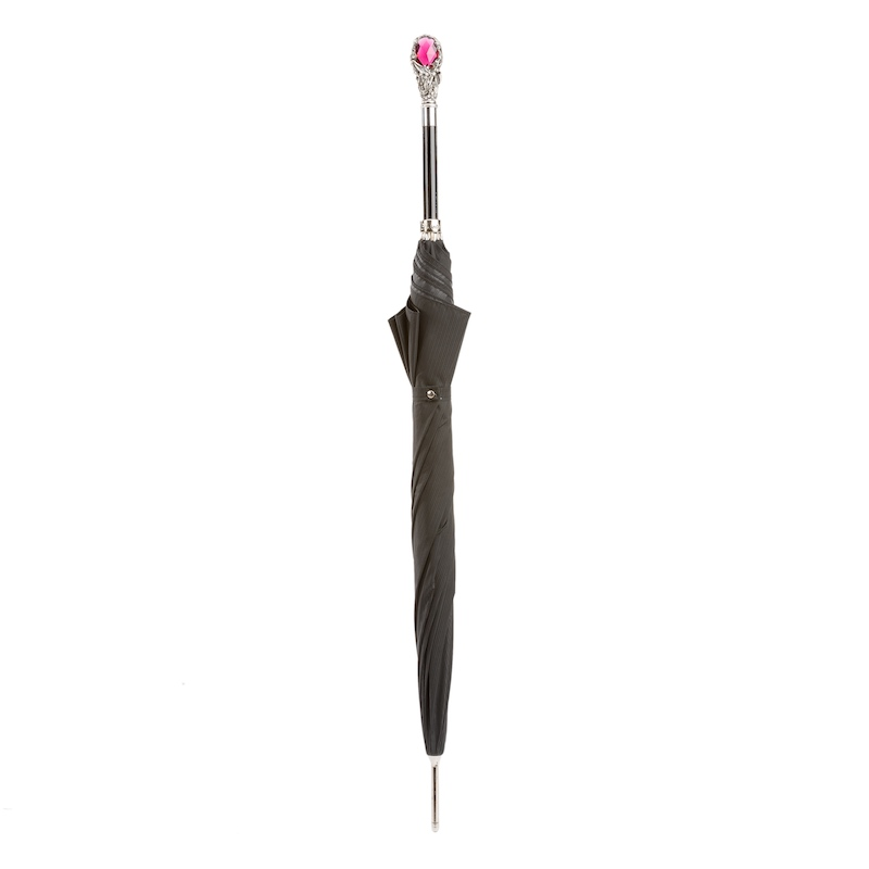 Black Men’s Umbrella with Luxury Red Gem Handle – Italian Design