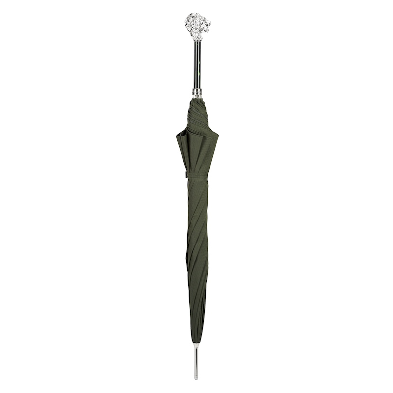 Green Umbrella with Silver Lion Handle – Handmade Italian Luxury