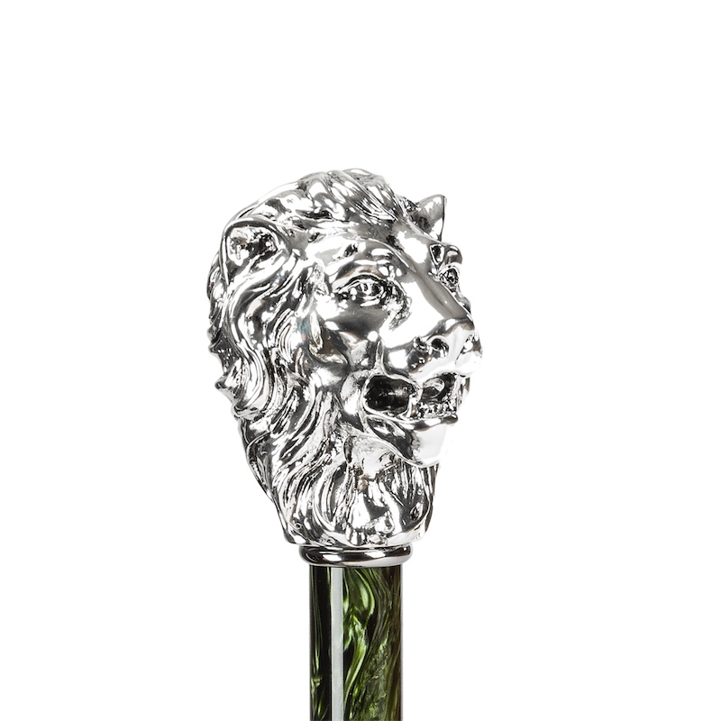Green Umbrella with Silver Lion Handle – Handmade Italian Luxury