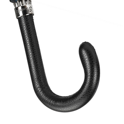 Elegant Grey Umbrella with Leather Handle – Handmade in Italy