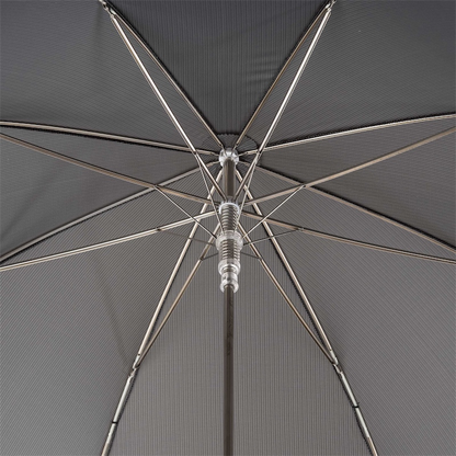 Elegant Grey Umbrella with Leather Handle – Handmade in Italy