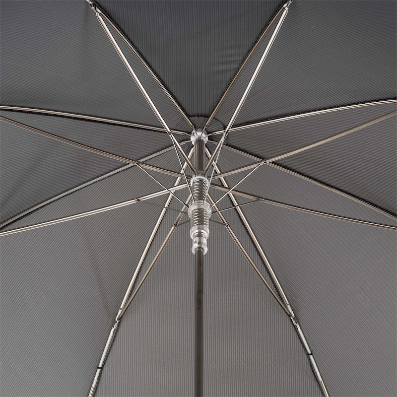 Elegant Grey Umbrella with Leather Handle – Handmade in Italy