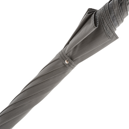 Elegant Grey Umbrella with Leather Handle – Handmade in Italy