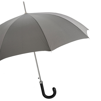 Elegant Grey Umbrella with Leather Handle – Handmade in Italy