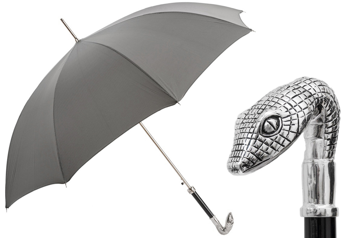 Snake Head Gray Canopy Umbrella – Handmade Italian Design